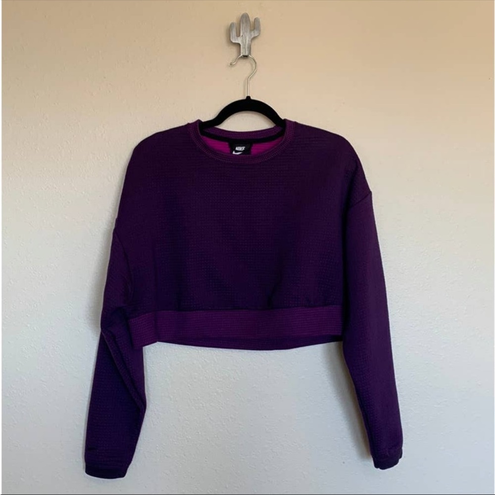 Nike Purple Fleece Cropped Pullover - Picture 3 of 4